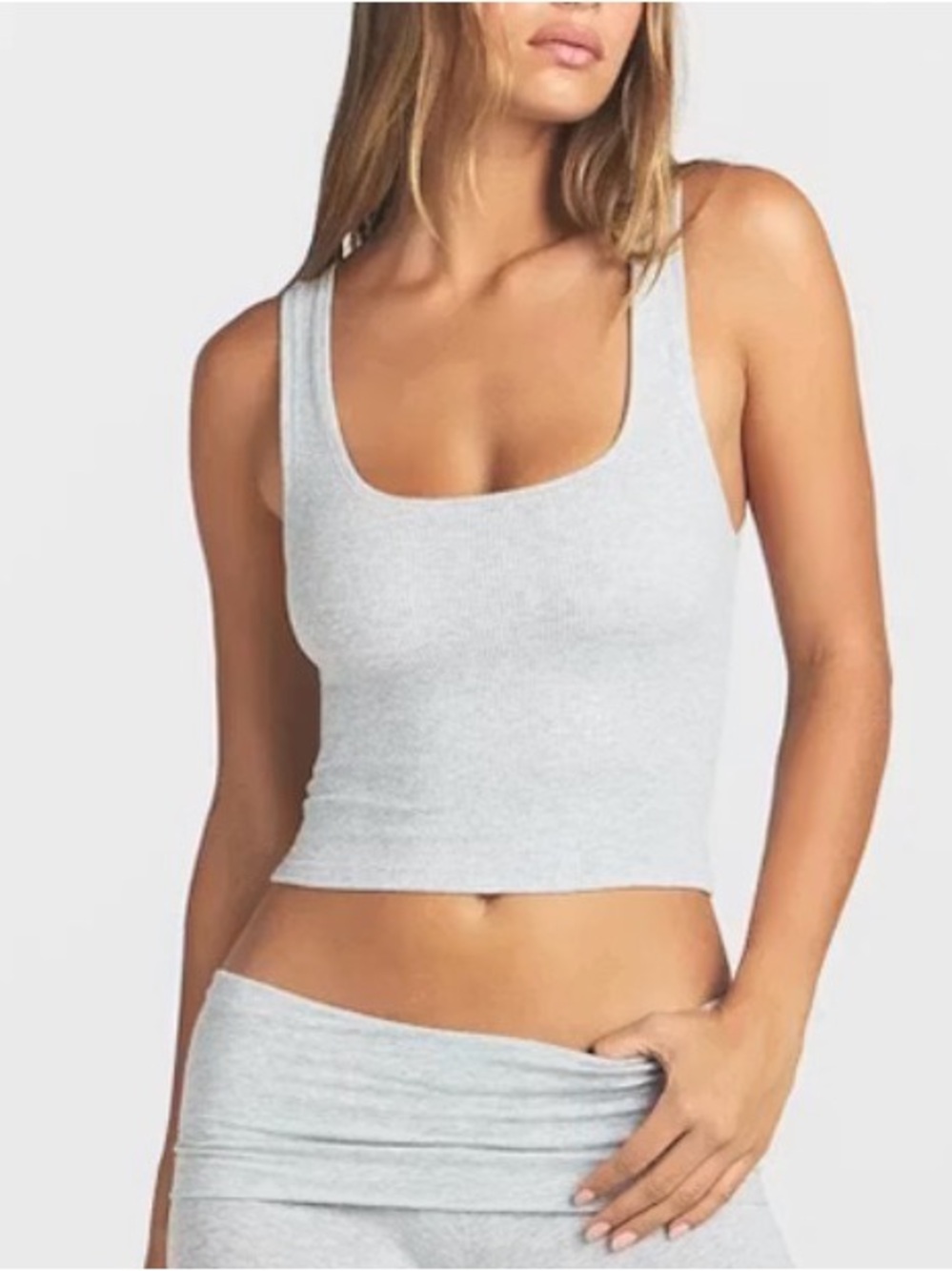 SKIMS Gray Ribbed Scoop Tank - Women